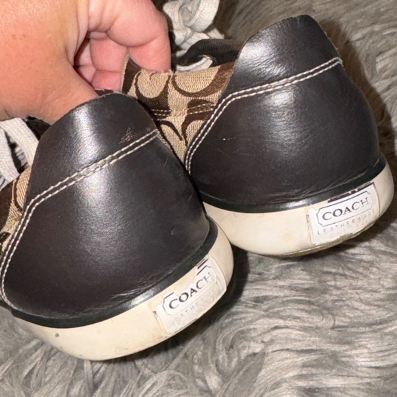 Y2K Coach Barrett Brown Khaki Signature Logo Jacquard Sneakers Size 9 - Picture 4 of 7